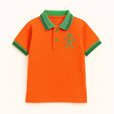 Boys orange palm tree embroidered polo