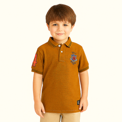 Boys brown patch polo shirt