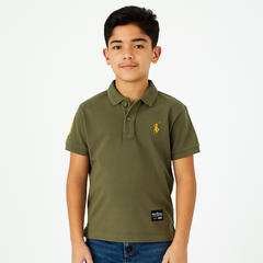 Boys commando horse embroidered polo shirt