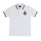 Boys white patch polo shirt