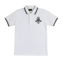 Boys white patch polo shirt