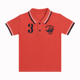 Boys peach horse embroidered polo