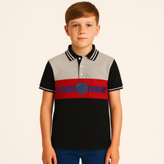 Boys black gray and red Tommy’s polo shirt