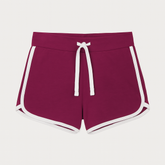 Girls maroon shorts with white stripe