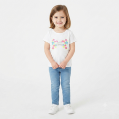 Girls white shower t-shirt