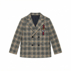 Girls check tiger long coat