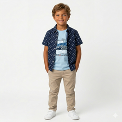 Boys Polka Dot Printed Double Casual Shirt