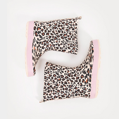 Girls cheetah rubber shoes/