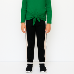 Black trouser with skin color side stripe