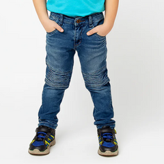 Boys blue wash denim stretch pant