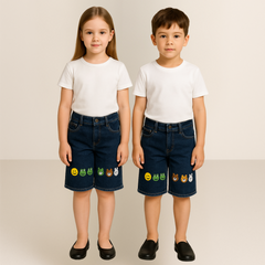 Bear embroidered denim short