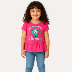 Girls pink frill flower T-Shirt