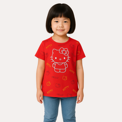 Girls Red hello kitty emboss T-Shirt