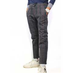 Mens black cheque cotton trouser
