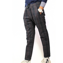 Mens black cheque cotton trouser