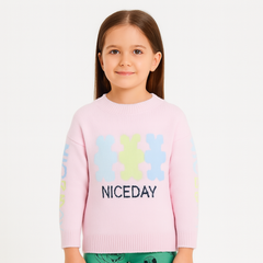 Girls pink bear sweater