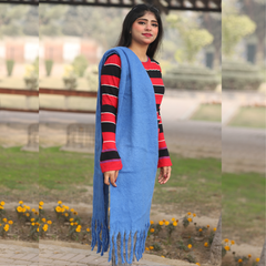 Ladies wool blue scarf
