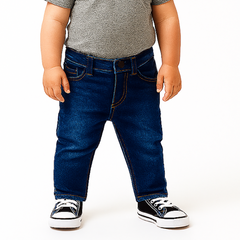 Boys blue denim wash stretch pant