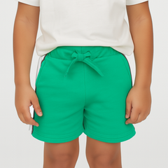 Boys green shorts with side gray stripe