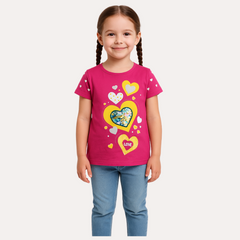 Girls pink heart sequence T-Shirt
