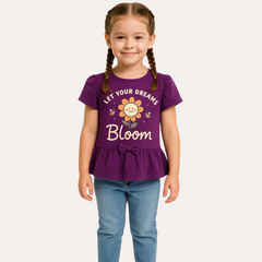 Girls purple frill flower T-Shirt