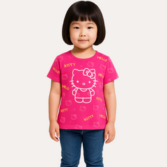 Girls Pink hello kitty emboss T-Shirt