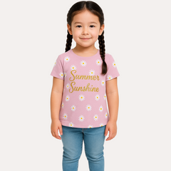 Girls pink flower glitter T-Shirt