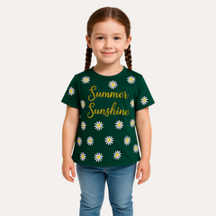 Girls green flower glitter T-Shirt