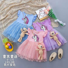 Girls sequin unicorn fancy frock