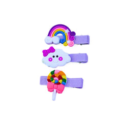 Girls purple rainbow pack of 3 pins