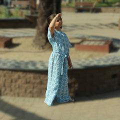 Girls blue flower skate fish suit