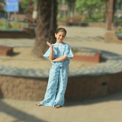 Girls blue flower skate fish suit