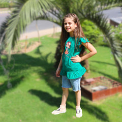 Girls green sequin doll shirt