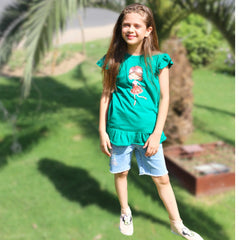 Girls green sequin doll shirt