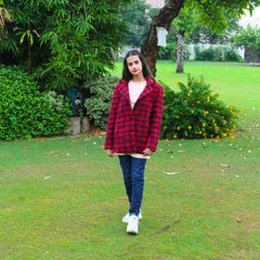 Ladies red and blue coat