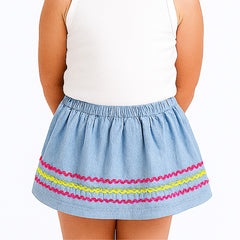 Girls multi rainbow denim skirt