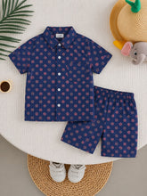 Boys Navy Blue Floral Print Tracksuit (Summer)