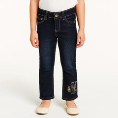 Girls Embroided Denim Stretch Pant