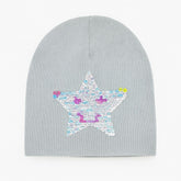 Girls gray sequin star cap