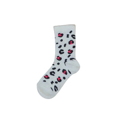 girls white Cheeta print socks