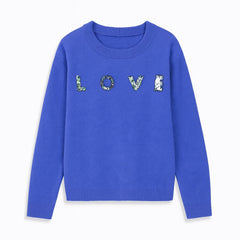 Blue love sequence sweater