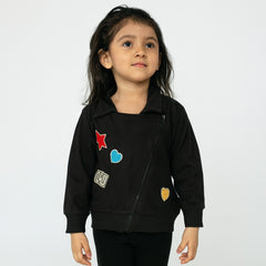 Girls black patch jacket
