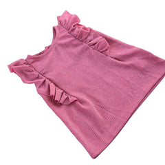 Girls pink frill glitter top