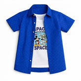 Boys Blue Micro Dot Printed Double Casual Shirt