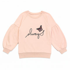 GIRLS LIGHT PINK ALWAYS PRINTED SWEET SHIRT