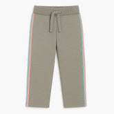 Girls gray wool side stripe trouser
