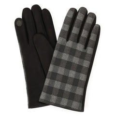 Mens black check gloves
