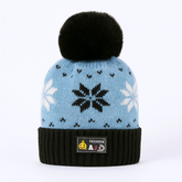 Blue black pompon cap