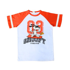 Boys snoopy shirt with orange sleeves