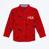 Boys red leaves casual shirt